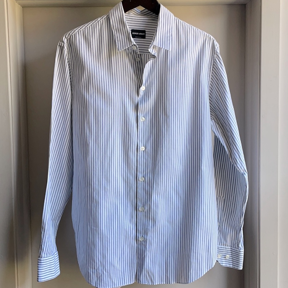 Giorgio Armani Woven Button Down Dress Shirt